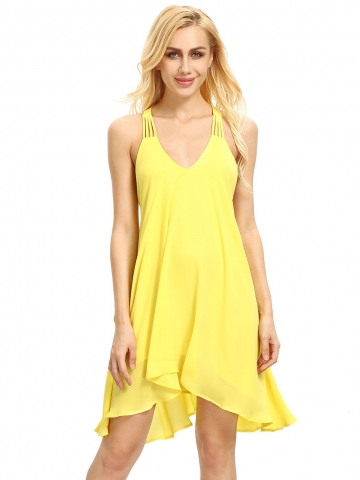 Yellow Sleeveless Backless Romantic Loved Lolita Pleated Dress