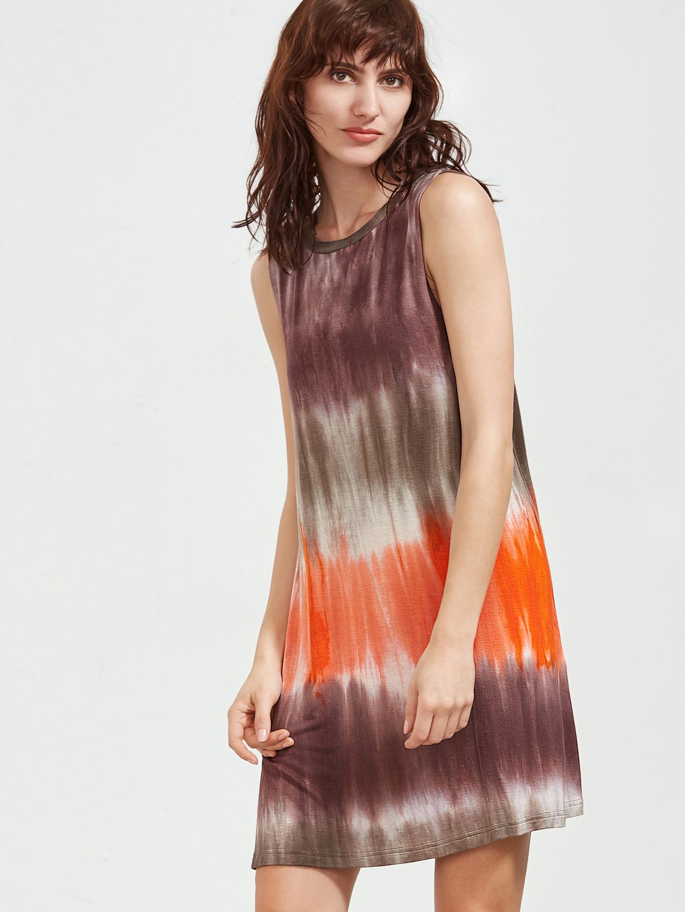 Multicolor Tie Dye Print Sleeveless Dress